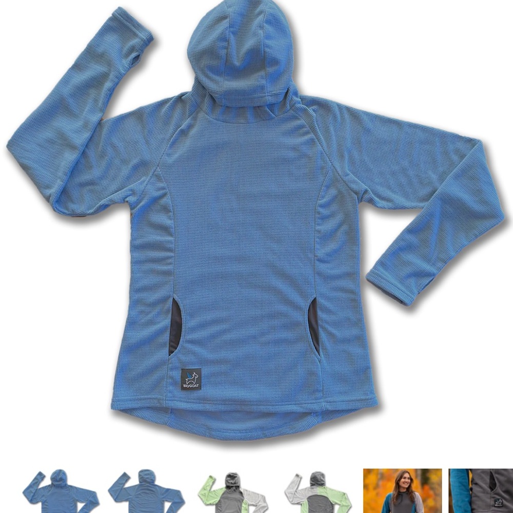 Beautiful Women’s SkyGoat Camp Blue Microgrid Fleece Hoodie - Picture 8 of 8